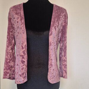 Pink, crushed velvet, lightweight cardigan /jacket